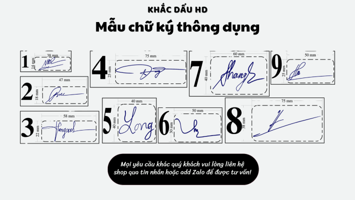 Mẫu dấu chữ ký các kích cỡ