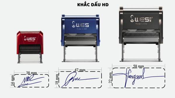 Các cỡ chữ ký thông dụng
