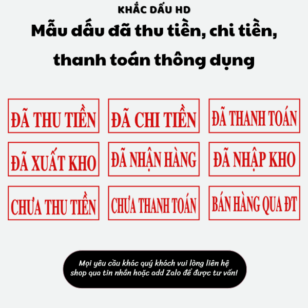 mẫu dấu đã thu tiền, đã chi tiền, đã thanh toán đơn giản